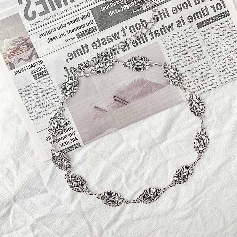 Accessories Retro Silver Wave Dress Design Waist Chain Style Simia with High-End Belt Summer Metal