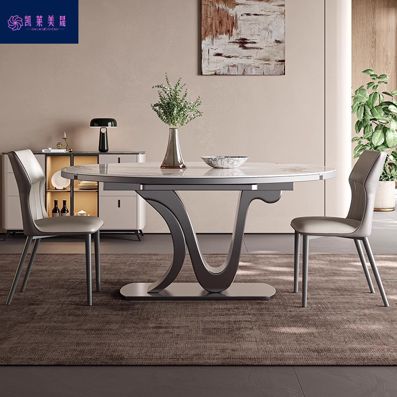 Новый выдвижной складной стол из сланца с индукционной плитой, квадратный и круглый стол, дизайнерский для домашнего использования, небольшой квартиры, легкий роскошный столешница