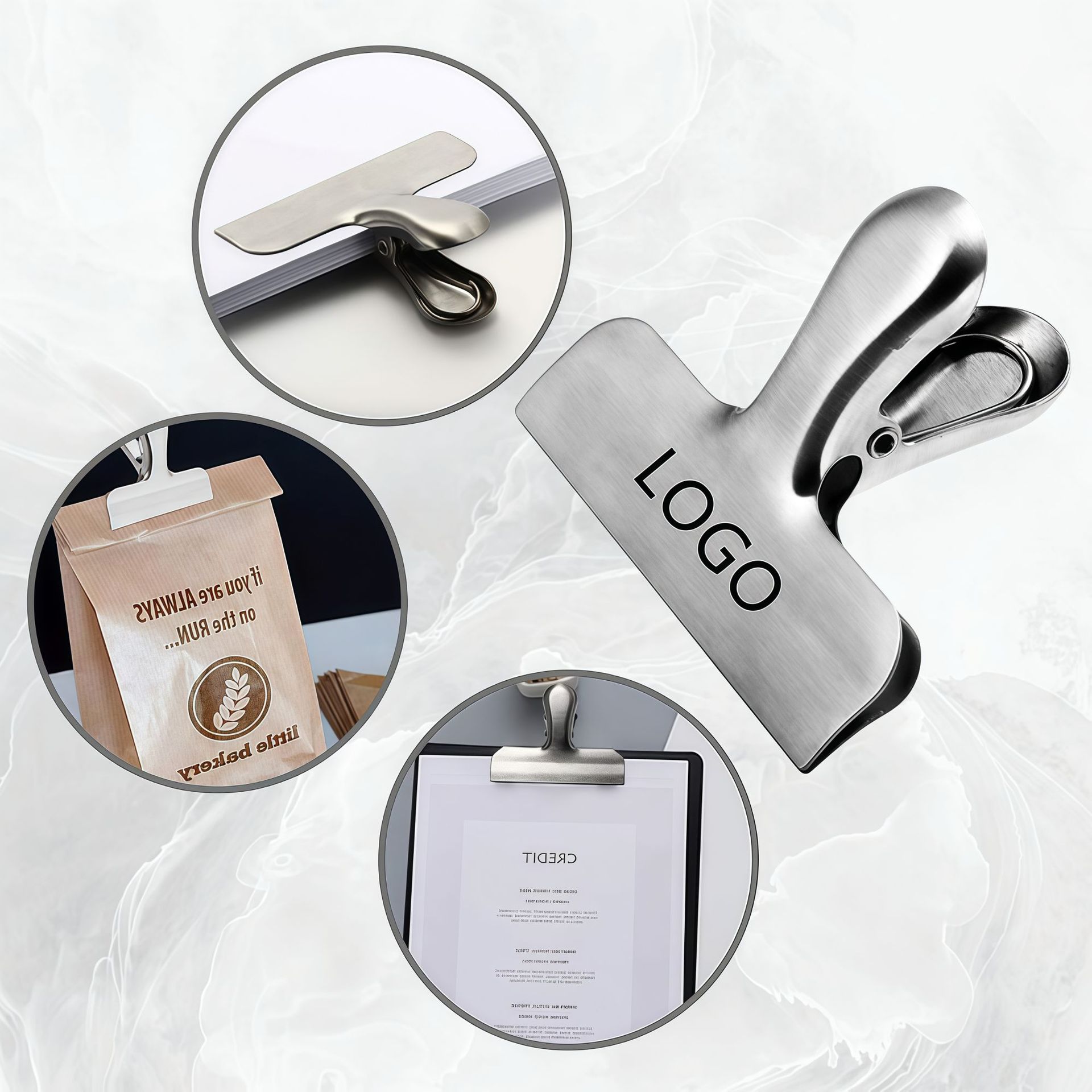 Amazon Cross-Border Stainless Steel Sealing Clip Strong Sealing Clip 430 Clip Folder t Clip Fresh-Keeping Moisture-Proof Food Clip