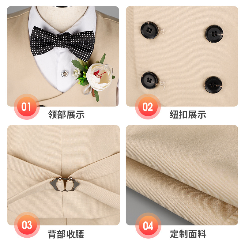 Children's Vest Suit Spring New Flower Girl Wedding Dress Baby First Birthday Suit Boy Piano Performance Suit