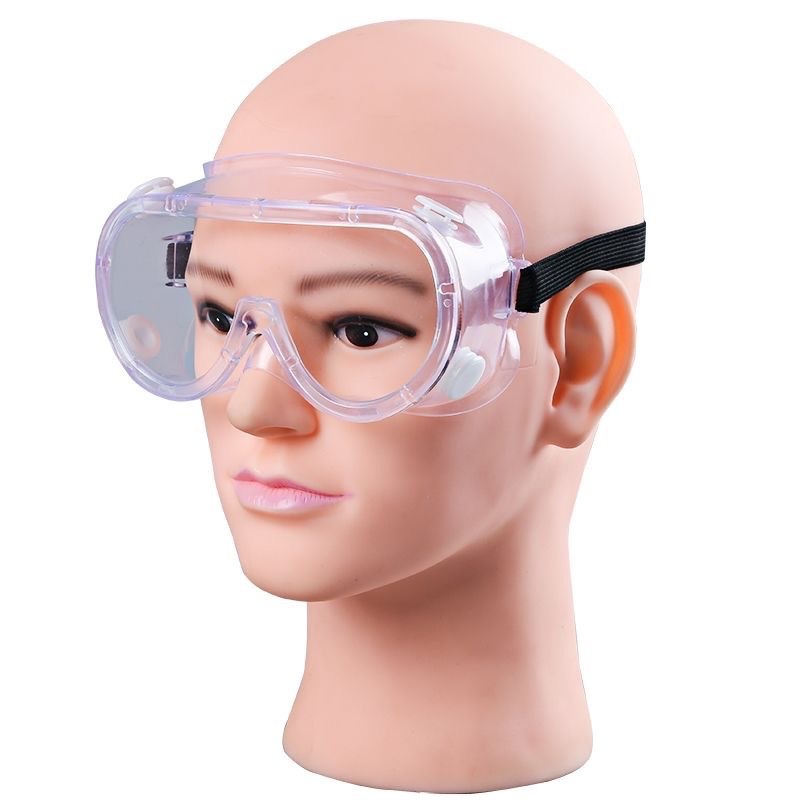 Transparent fully enclosed protective four-bead goggles men and women dust-proof anti-fog labor protection splash-proof polished windproof goggles riding