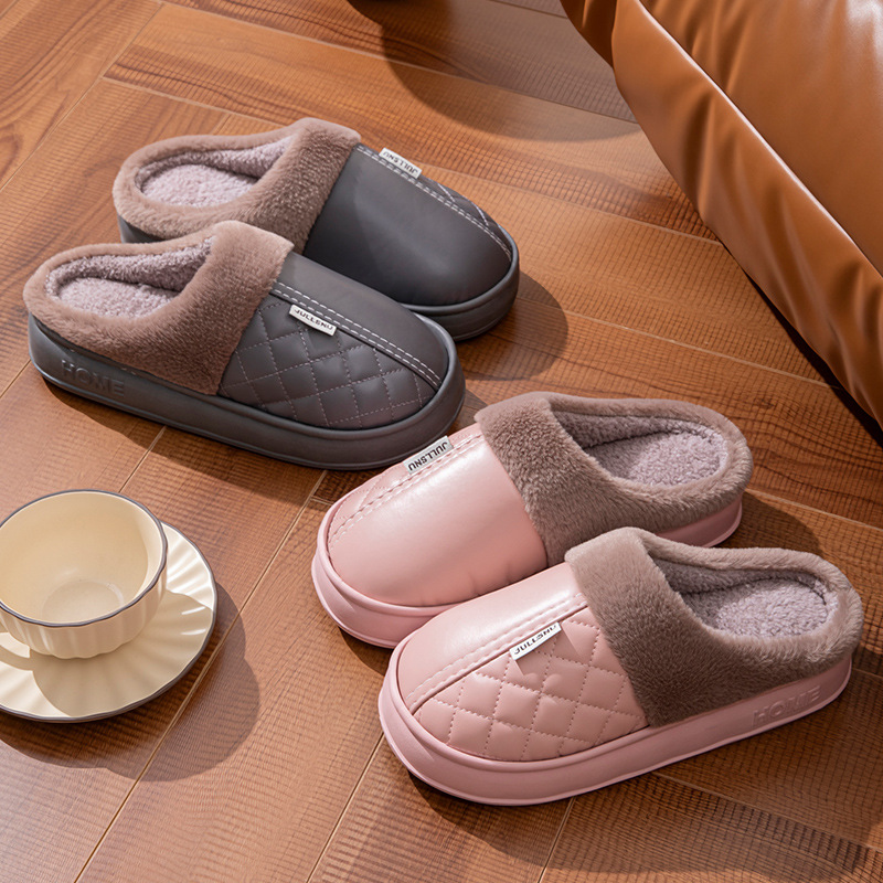 Хлопковые тапочки для мужчин, зимние, водонепроницаемые, домашние, теплые тапочки для пожилых женщин, большие размеры