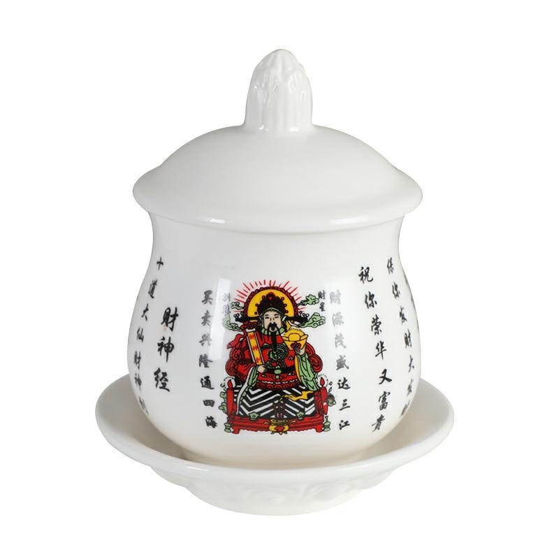 Ceramic Holy Water Cup, Buddhist Temple Water Supply Cup, Buddha Cup, Great Compassion Mantra, Immortal Taoist Water Purification Cup, God of Wealth Guan Gong Buddha's Tribute Cup