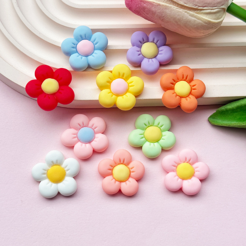 Frosted Five-petal Flower Series Resin DIY Accessories Mobile Phone Case Hole Shoes Patch Hairpin Hair Accessories Material