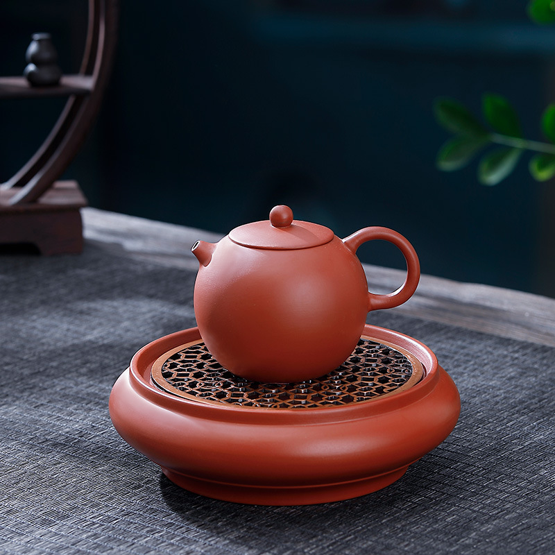 Zhu Mui Hand-pulled Drum-shaped Pot Bearing Dry Soaking Table Tea Tray Tea Boat Purple Sand Teapot Base Tea Tray Ceramic Base