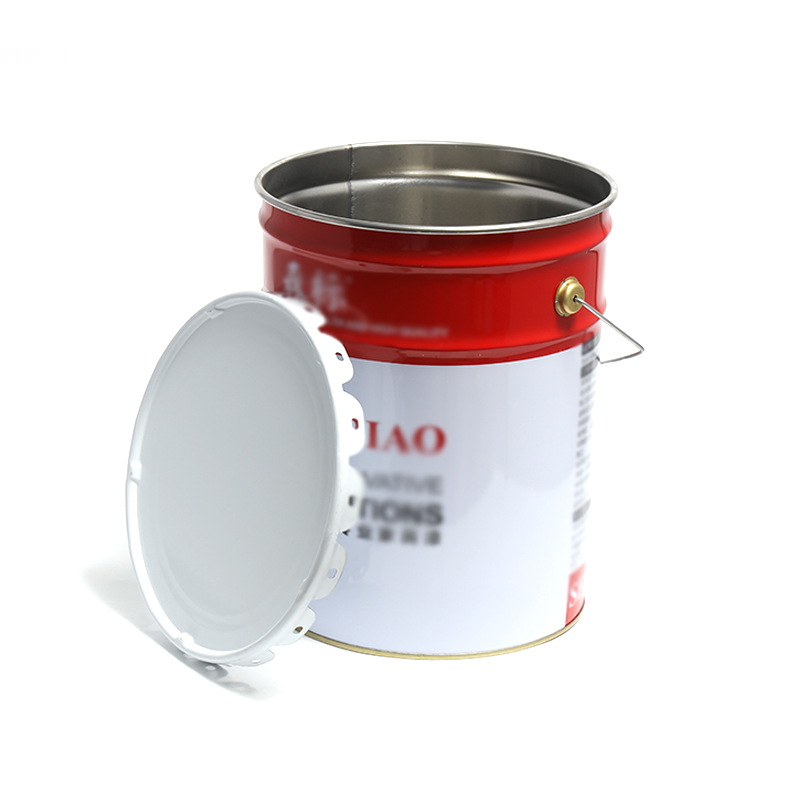 20L Printed Satchel Tinplate Barrel Paint Coating Chemical Barrel Flower Basket Iron Barrel Metal Cylindrical Hoop Open Barrel