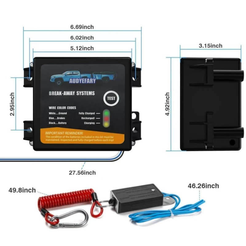 12V 5Ah Trailer Electromagnetic Brake Protector Battery Safety Control Box Emergency Brake Modification Trailer