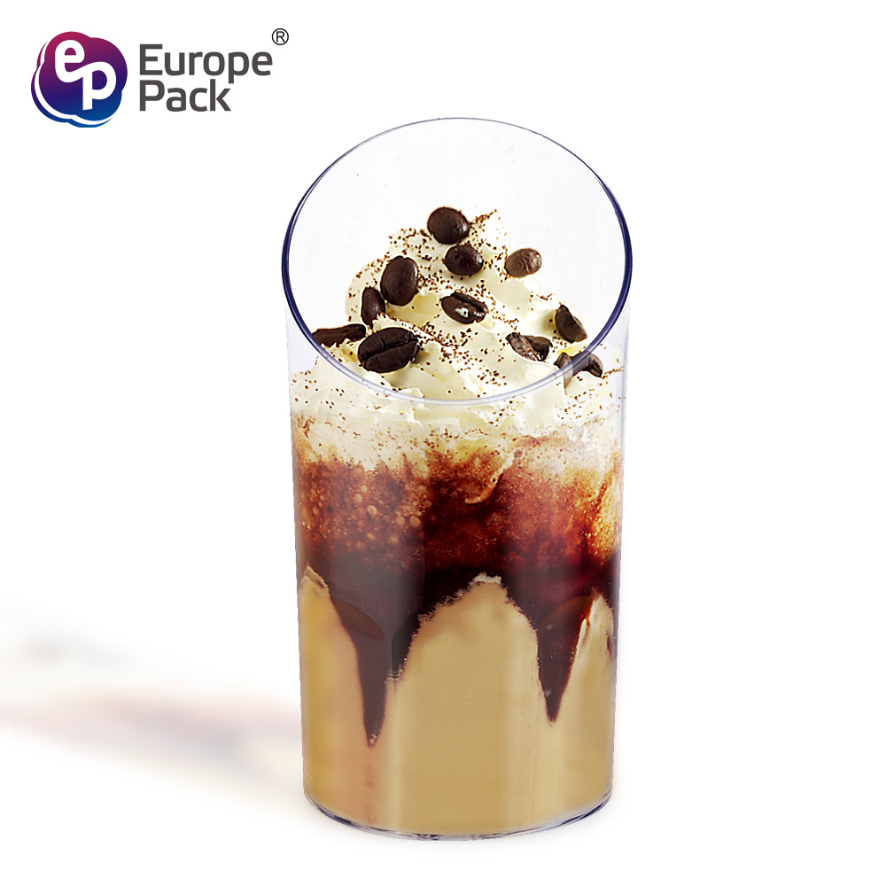 Одноразовый пластиковый десертный круглый стакан для пудинга с наклонным краем, для мусса, утолщенный, прозрачный, креативный для выпечки