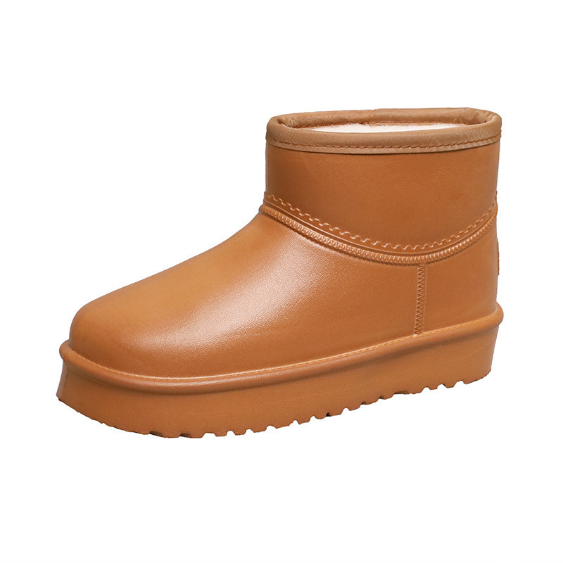 Plush Waterproof Snow Boots for Women, Non-Slip Warm Rain Boots for Adults, Korean Style Eva One-Piece Shoes, Kitchen Laundry Work Shoes