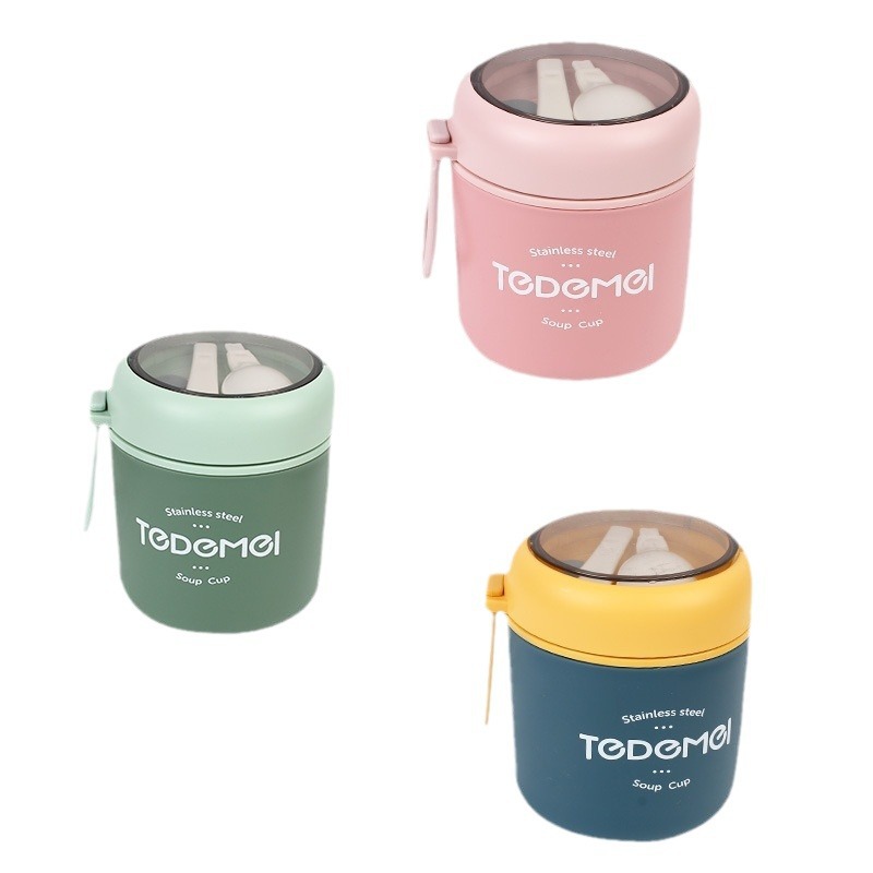 Braised Beaker 304 Double-layer Portable Porridge Soup Cup Pot for Office workers Breakfast with Lunch Box Household Soup Bowl Insulation Rice Bucket
