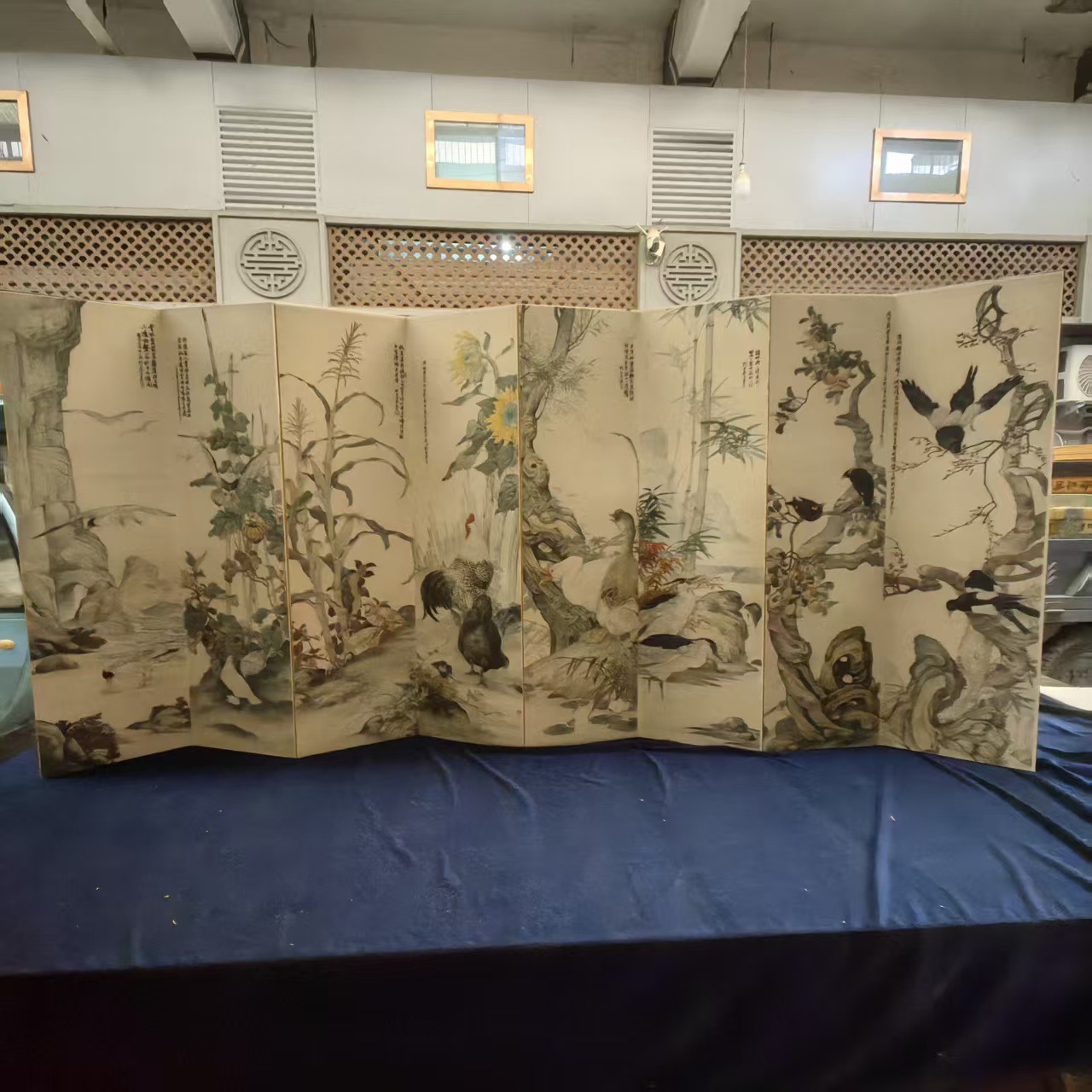 Antique Calligraphy and Painting by Liu Kuiling, Famous Work "Branches Talking", Decorative Screen, Large Painting Screen, Direct Sales from Manufacturer, Ample Supply