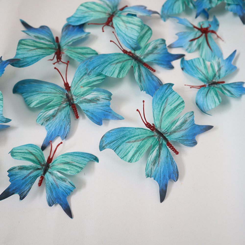 Mini version simulation butterfly color butterfly wall decoration wedding road flower dress silk cloth fake butterfly wholesale