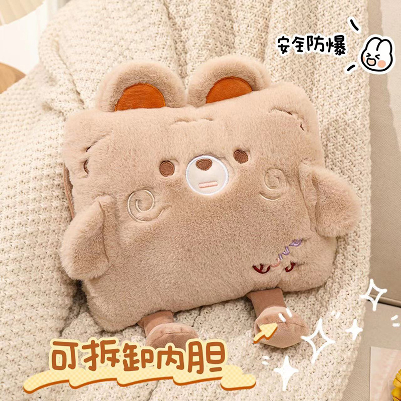 Электрическая грелка для воды перезаряжаемая взрывозащищенная милая плюшевая грелка для теплой воды для девочек мультяшная грелка для рук для согревания ребенка и применения к животу