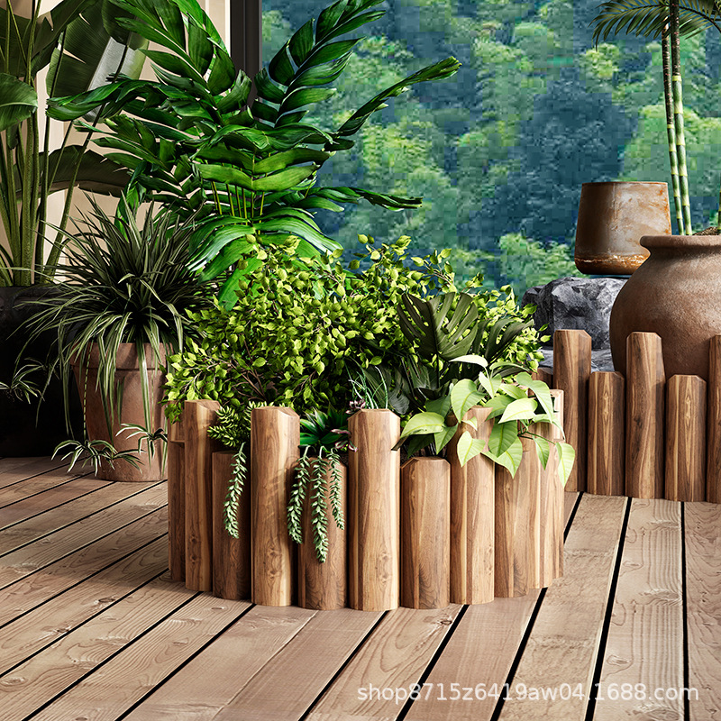 Outdoor Wooden Fence, Anti-Corrosion Wood Garden Fence, Community Roadside Vegetable Garden Partition Guardrail, Balcony Small Wooden Pile Decorative Fence