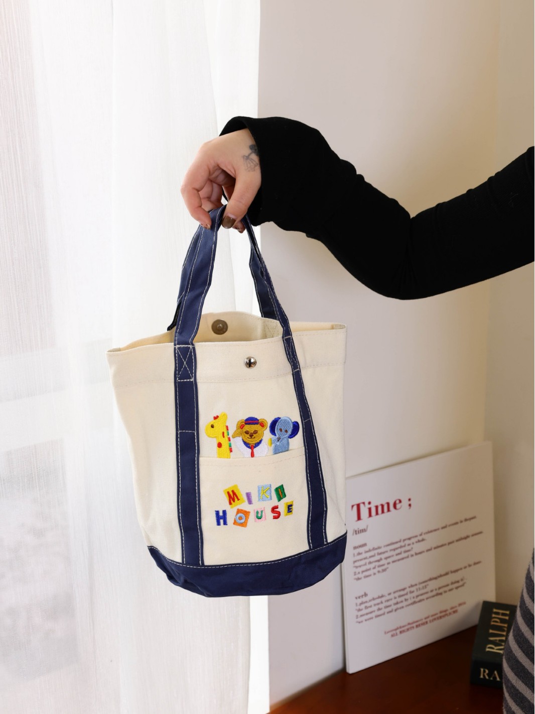 Miki Style Mommy Bag Baby Bag Canvas Satchel Lightweight Compact Large Capacity Mother and Baby Bag Outing Tote Bag Cartoon