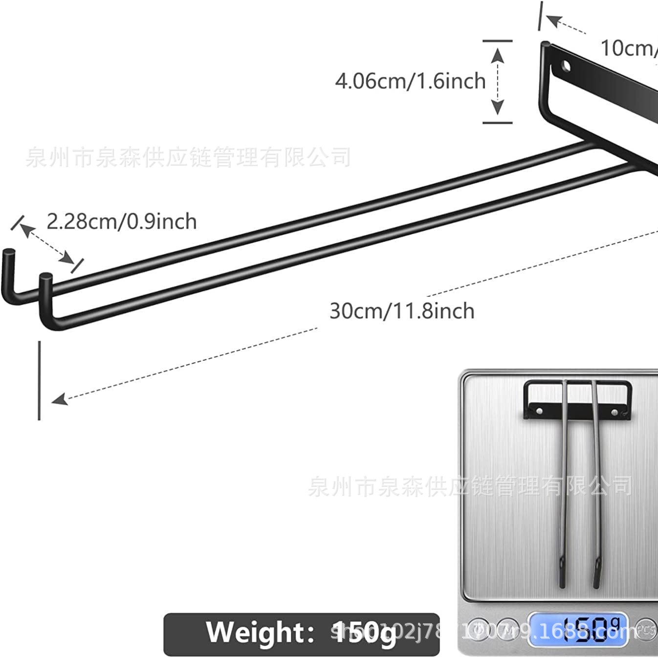 Household Red Wine Glass Hanging Rack Simple Upside-Down Hanging Goblet Single Row Wine Glass Rack 30cm Wine Glass Rack