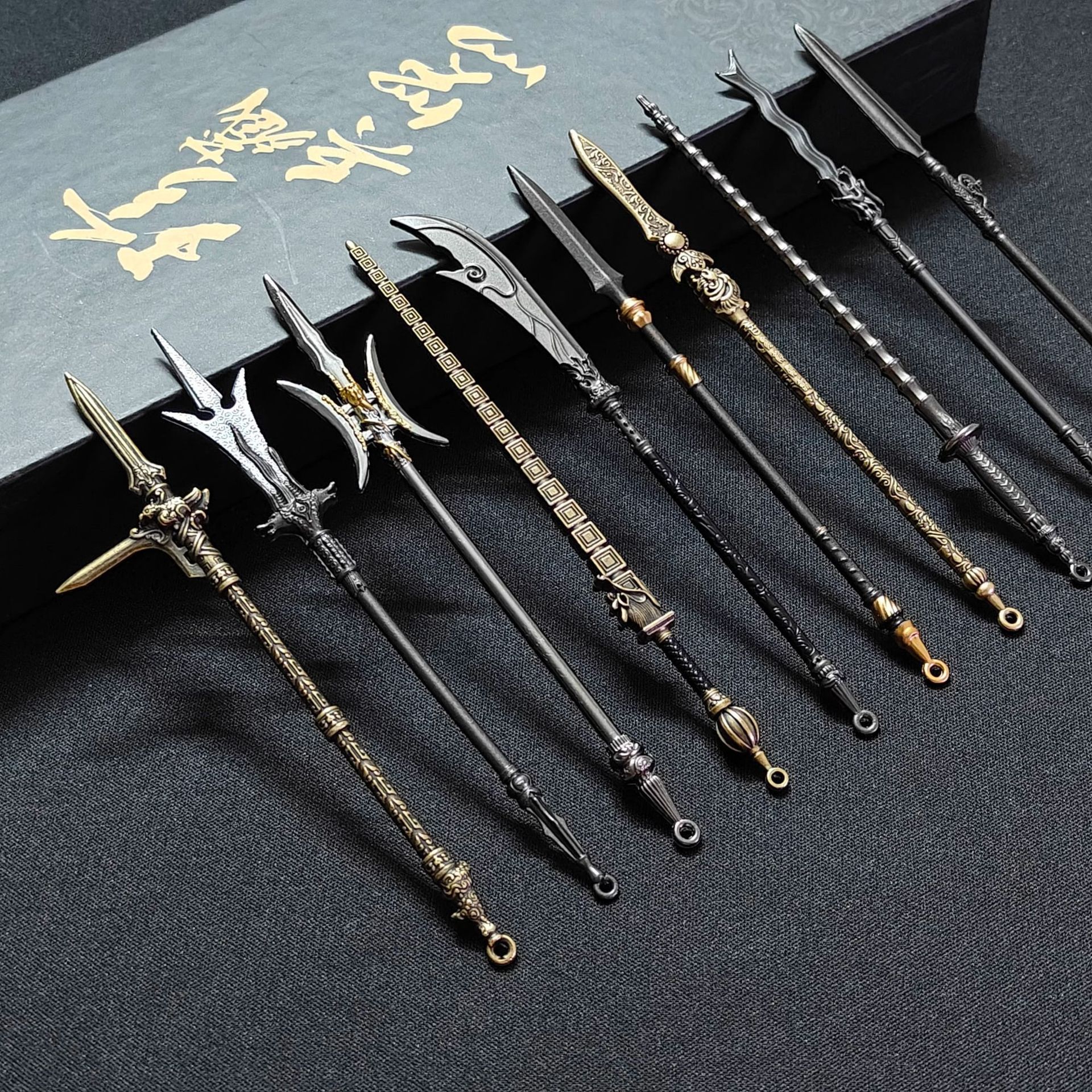Ancient Small Weapon Mini Sword 12cm Fang Tian Painted Halberd Metal Model Gun Ornaments Boys Gifts