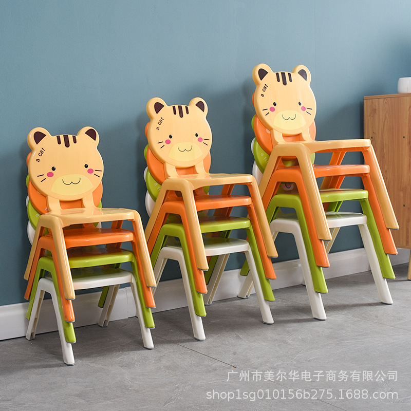Cartoon Thickeneded Kidsren's Chair Kindergarten Backrest Chair Baby Plastic Dining Chair Kidsren's Home Learning Stool