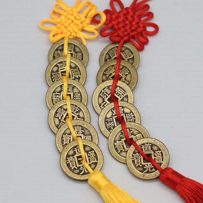 Утолщенная чистая медь монета Пять императоров монета Шесть императоров подвеска китайский узел антикварная монета подвесные украшения большой маленький размер медная монета одна струна цена