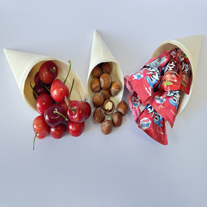 Cross-Border Labeling Disposable Tableware Poplar Ice Cream Cone Container Wooden Cone Disposable Wood Veneer Cone Horn Cup