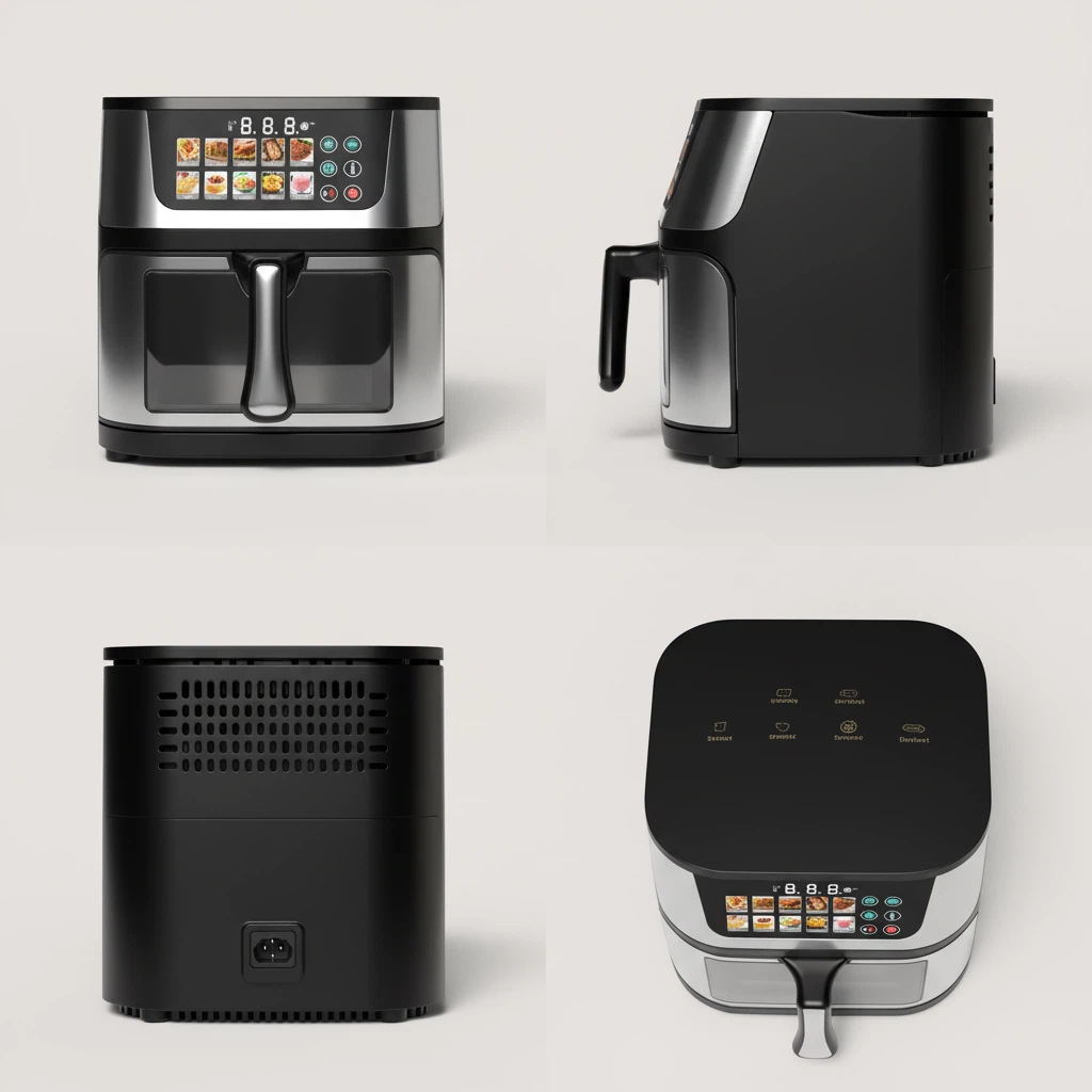 10L7L8L Stainless Steel Household Visual Air Fryer Color Screen Large Capacity Intelligent Touch Screen Multi-Function Machine Export