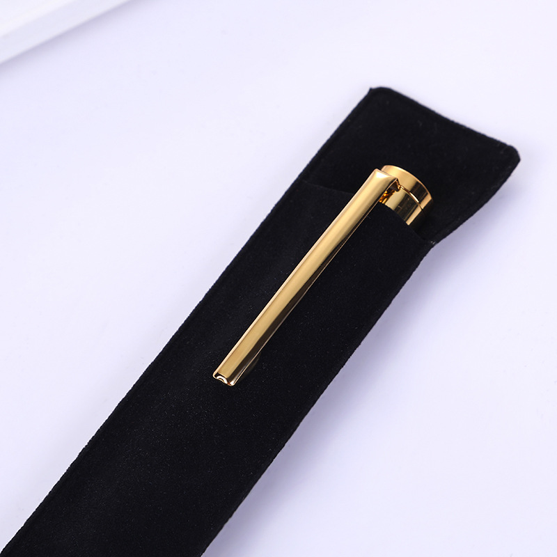 Large Stock of Black Velvet Pencil Cases with Logo Printing Available, Wholesale Hot-Selling Flocked Pen Sleeves