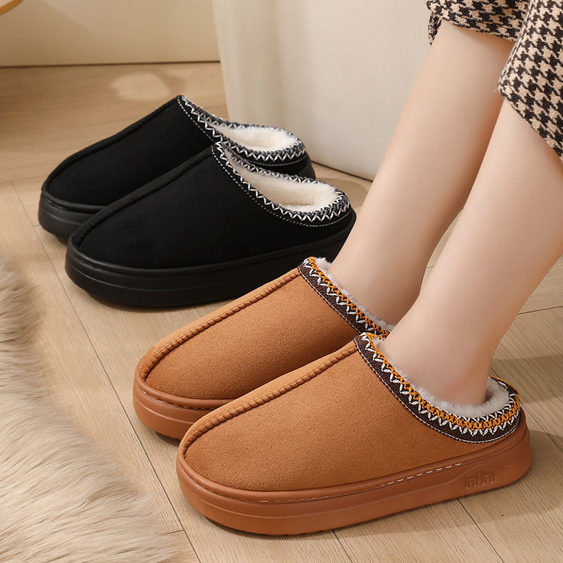 Новые удобные домашние тапочки с узлом из вебинга, теплые зимние хлопковые для пар, мужчин и женщин, с толстой подошвой и нескользящей подошвой