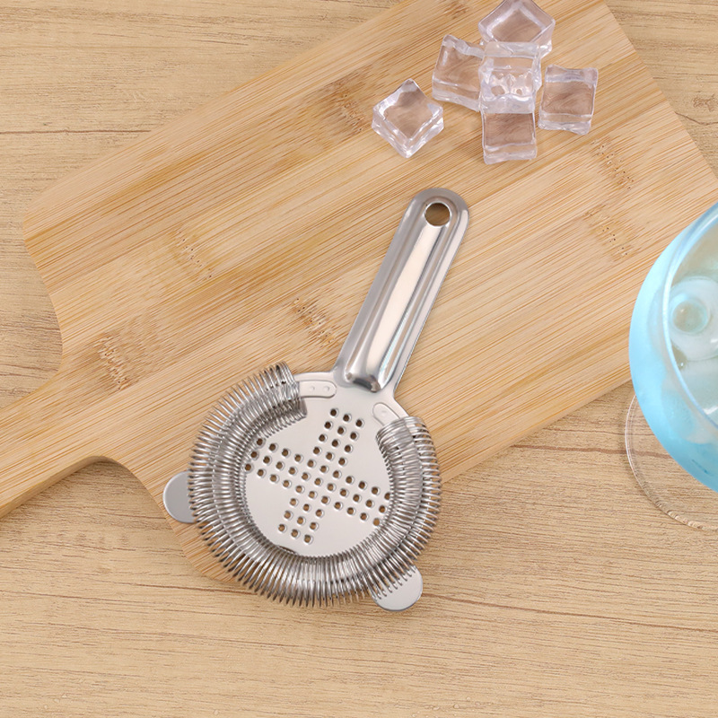 Wholesale 304 Stainless Steel Cocktail Hawthorne Ice Strainer Cocktail Filter Spring Cross Ice Separator Mesh Bar Strainer
