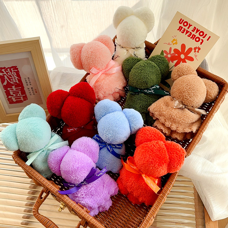 Утолщенное коралловое флисовое полотенце в форме медведя, подарочное квадратное полотенце для свадьбы, дня рождения, праздников, практичные подарки оптом