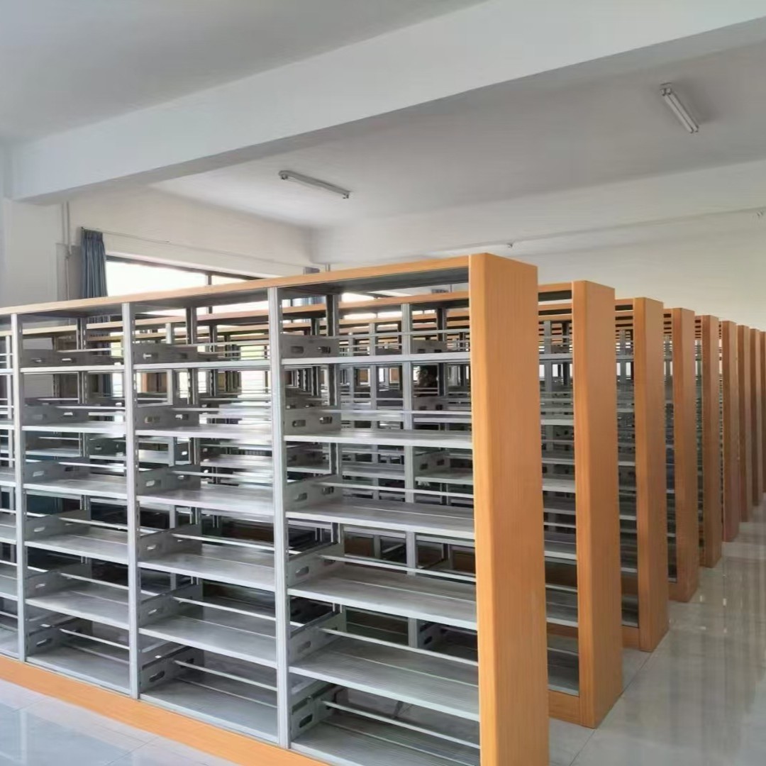 Customizable Steel Bookshelf Storage Rack School Library Bookshelf Double-Sided Reading Room Information File Rack Book Cabinet