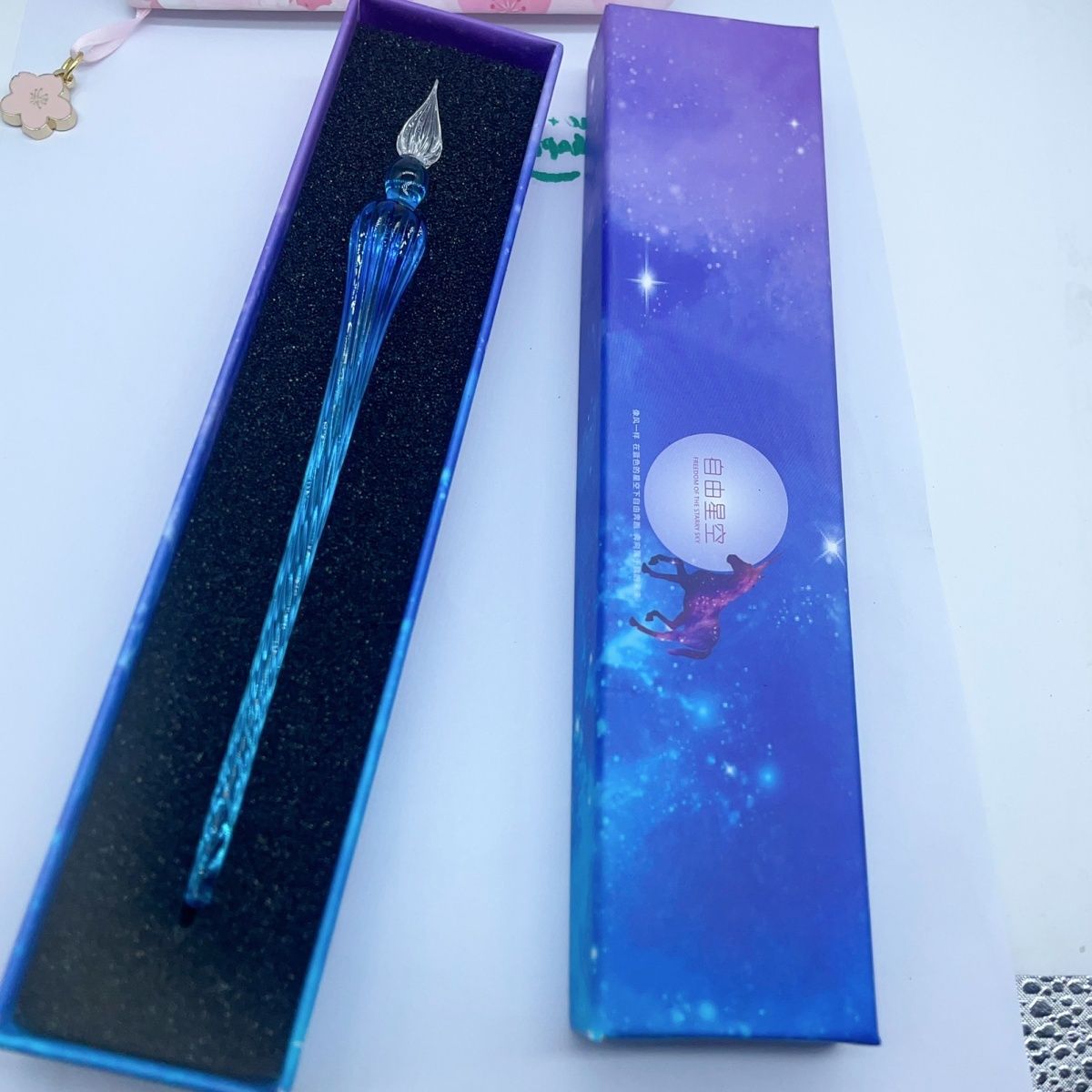 Colored Crystal Glass Pen (Glass Blue Albumen Respectively) Handmade Dip Pen Popular Crystal
