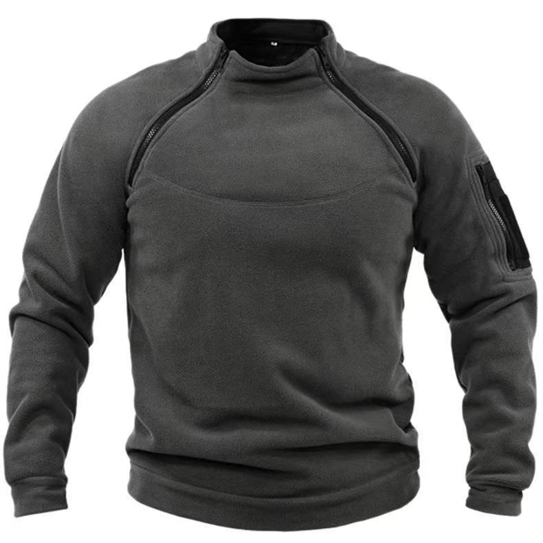 Cross-Border Foreign Trade Men's Stand-Up Collar Zipper Long-Sleeved Tactical Sweatshirt Pullover Polar Fleece Warm Jacket