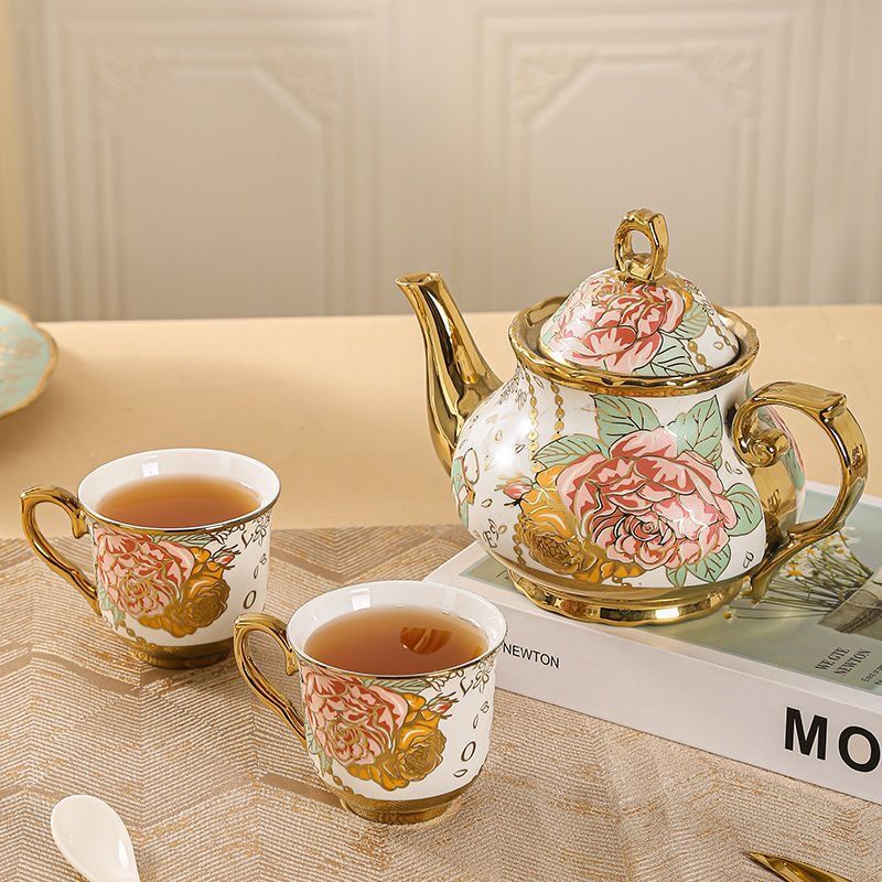 European-style ceramic coffee set electroplated coffee cups and saucers 20 pieces suit English afternoon tea set Amazon explosions