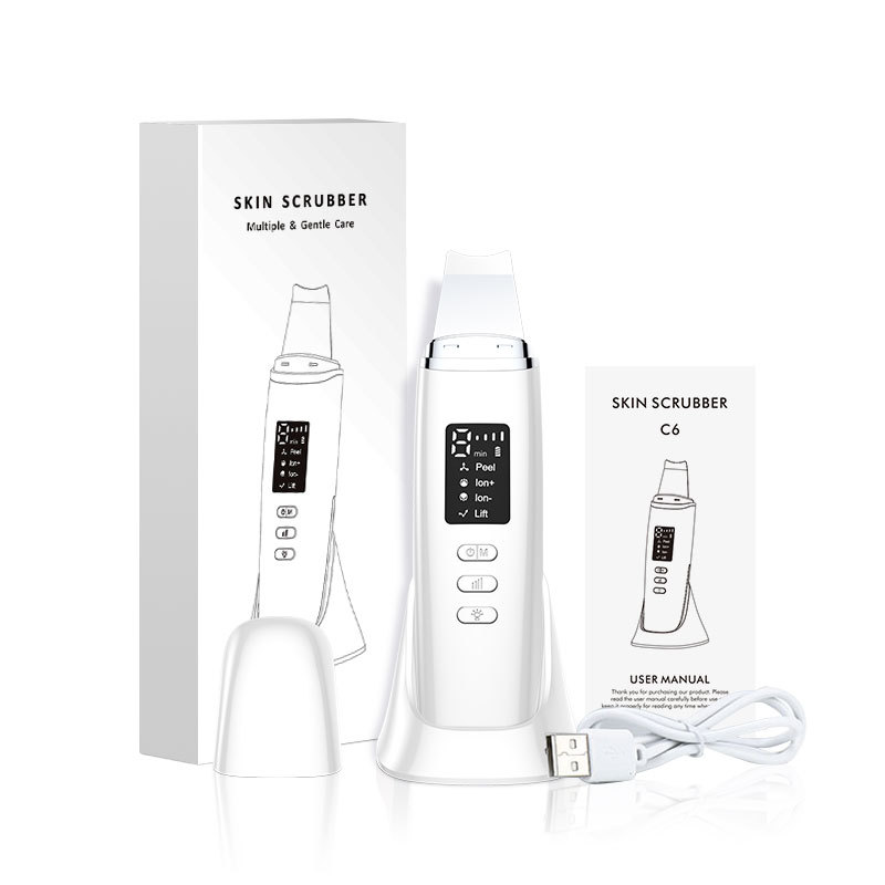 C6 New Ultrasonic Leather Shovel EMS Positive and Negative Ion Blackhead Export Mask Import Pull Tightening V-Face Cleaning