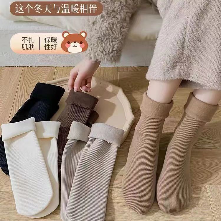 Socks Winter Thickened Home Floor Snow Socks Warm High Beauty Value fleece-lined Thick Women's Socks Zhuji