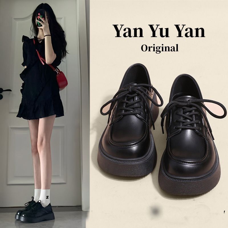 Рокабилли ретро британский стиль женская кожаная обувь весна-осень 2024 новые универсальные лесные стильные туфли с толстой подошвой