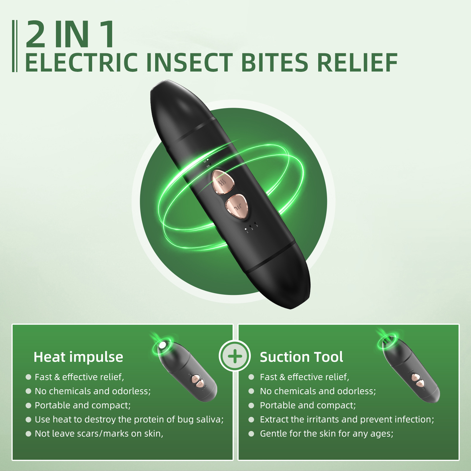 Bug Bite Thing 2-in-1 Electric Insect Bite Device Anti-Itch Device Fever and Anti-Itching and Suction Bite Toxins to Relieve Itching