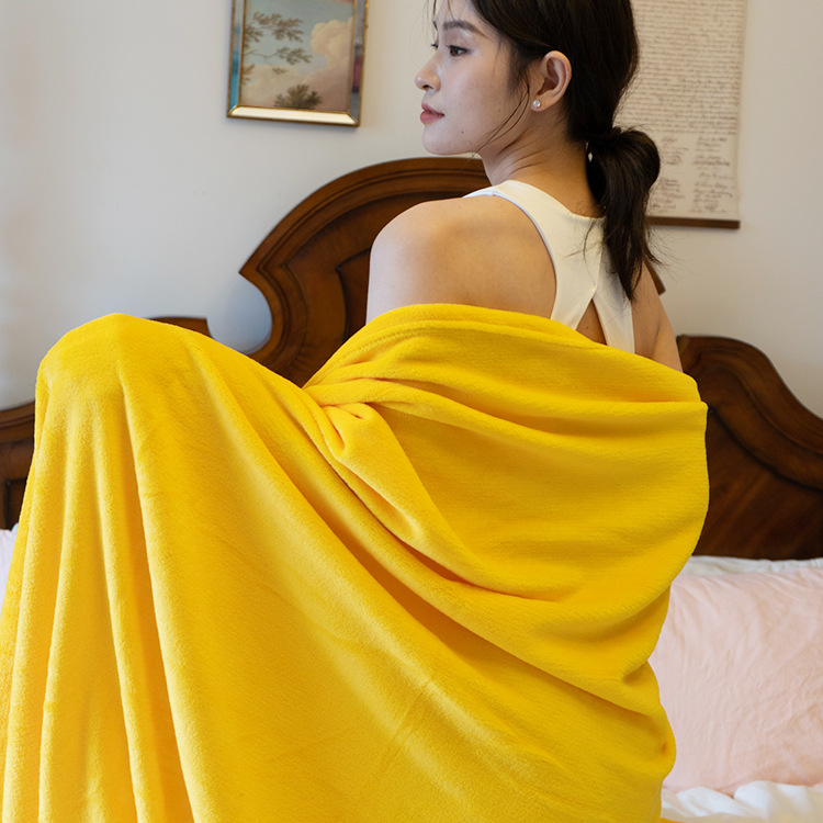 Factory Direct Supply Plain Double-sided Coral Velvet Blanket Autumn and Winter Thickeneded Blanket Export Promotional Gift Blanket