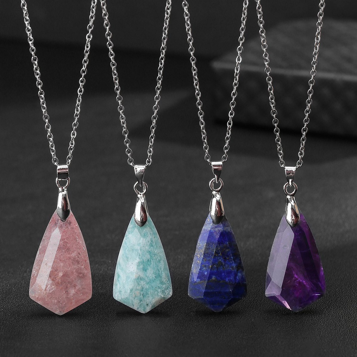 Zhuhang Jewelry Cross-Border Popular Natural Crystal Pendant Faceted Amethyst Necklace Bohemian Jewelry Wholesale