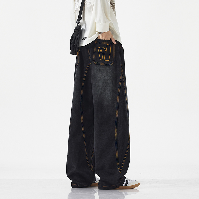 Jyf-M8892 Jeans Men's Retro Loose Wide Leg Jeans Street American New Style