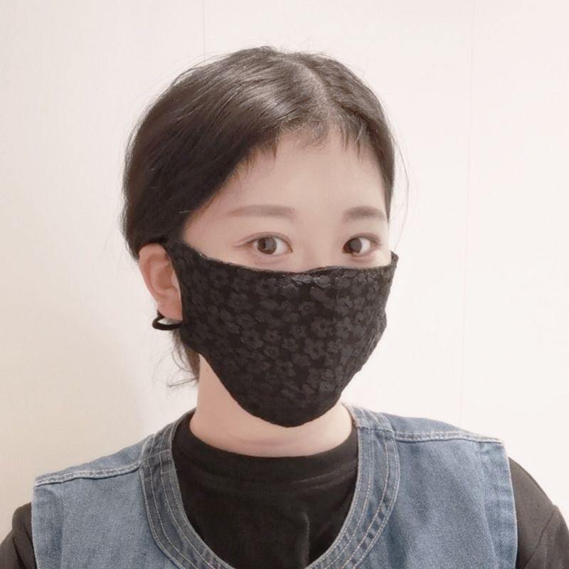 New four seasons warm mask women's three-dimensional small floral breathable sunscreen washable adjustable net red mask for hair