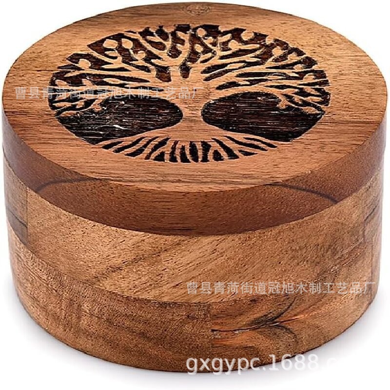 Vintage Wooden Pet Curns Tree of Life Pet Funeral Supplies Cat and Dog Commemorative Box Hair Collection Box