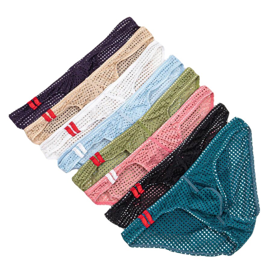 Summer Internet Celebrity Japanese, Korean, European and American Breathable Men's Mesh Mesh Sexy Gay Fashion Trendy Low-Waist Briefs E096