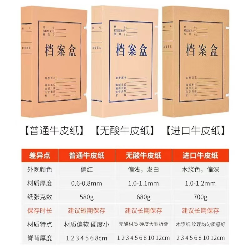 Brown Packing Paper File Box File Box Information Box Thickeneded Acid-Free Kraft Paper Can Be Printed with Logo Custom File Storage Box