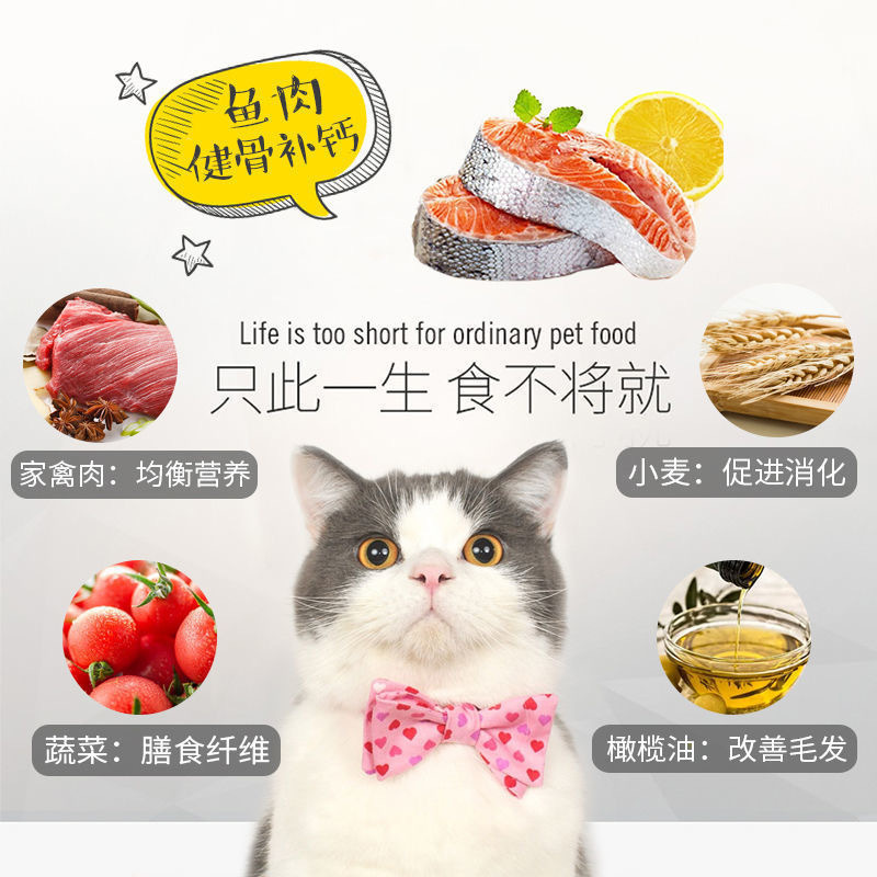 Han Shi cat food universal 2.5kg adult cat kitten beautiful short nutrition fattening beautiful hair fish natural food 2kg
