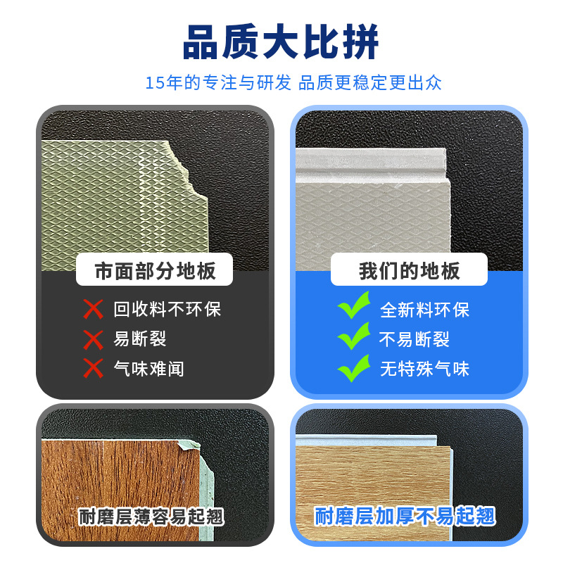 Foreign trade manufacturers moisture-proof floor glue new material engineering spc stone plastic lock floor stone crystal buckle pvc floor stickers