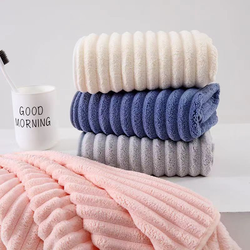Полотенце Candy Velvet Extra-large утолщенное с кокосовым молоком полосатое коралловое велюровое полотенце для взрослых, приятное к коже, впитывающее, быстро сохнущее, пляжное полотенце