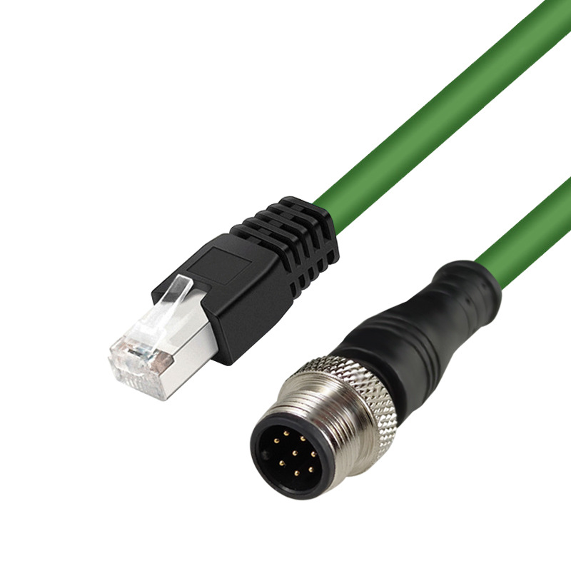 M12 to Rj45 Category 6 Super Flexible Ethernet Cable Type a 8-Core Industrial Camera Vision Waterproof Cable Hot Sale Customization