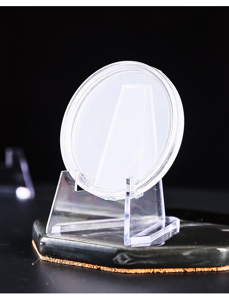 Coin Display Stand Commemorative Medallion Coin Small Round Box Triangular Stand Commemorative Coin Display Stand