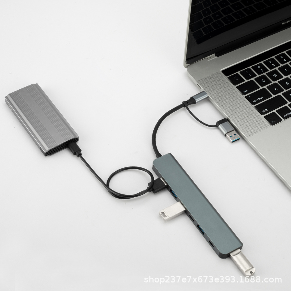 Suitable for Laptop Type-C One to Seven USB Docking Station Double-Ended Seven-In-One Usbhub3.0 Docking Station